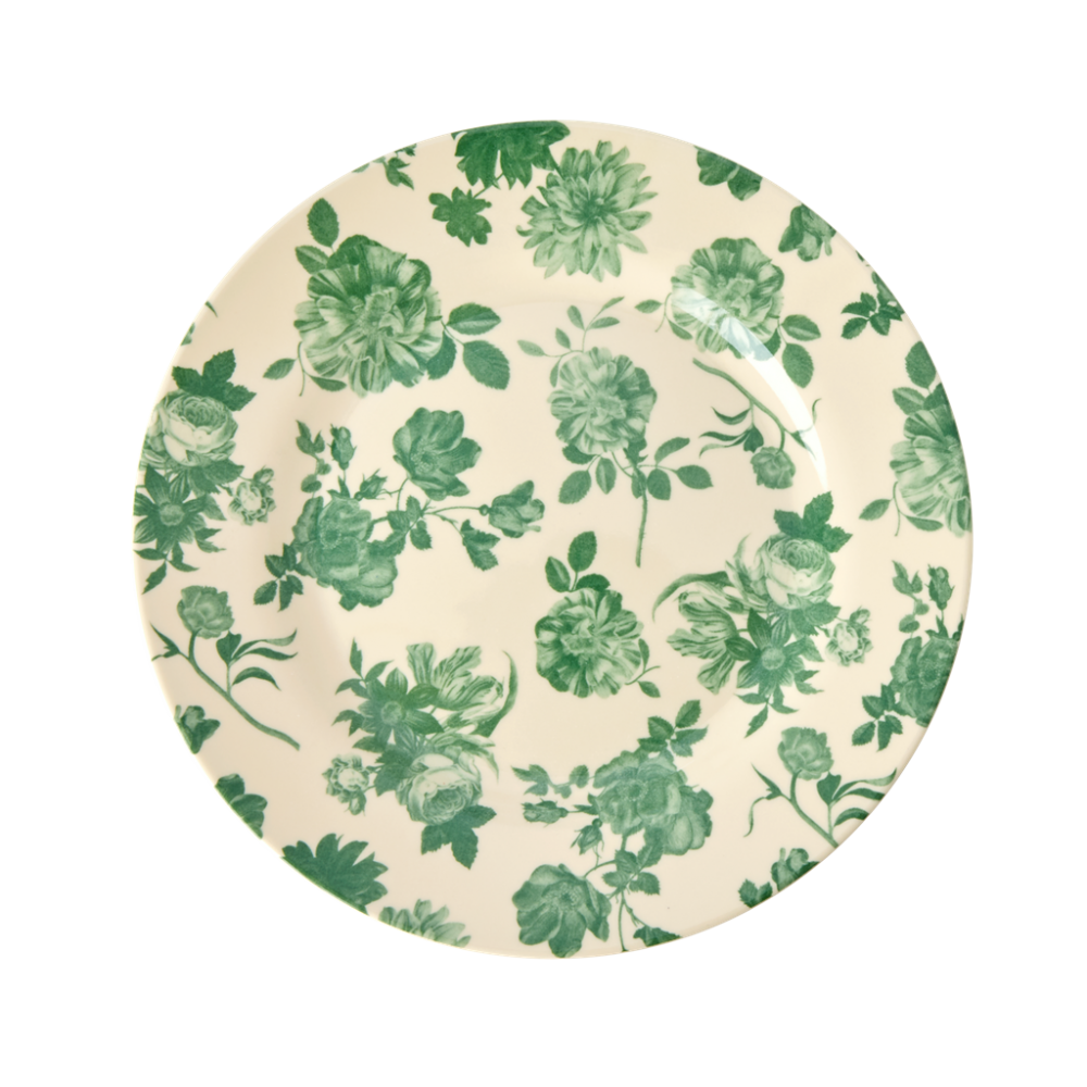 Green Rose Print Melamine Side Plate By Rice DK